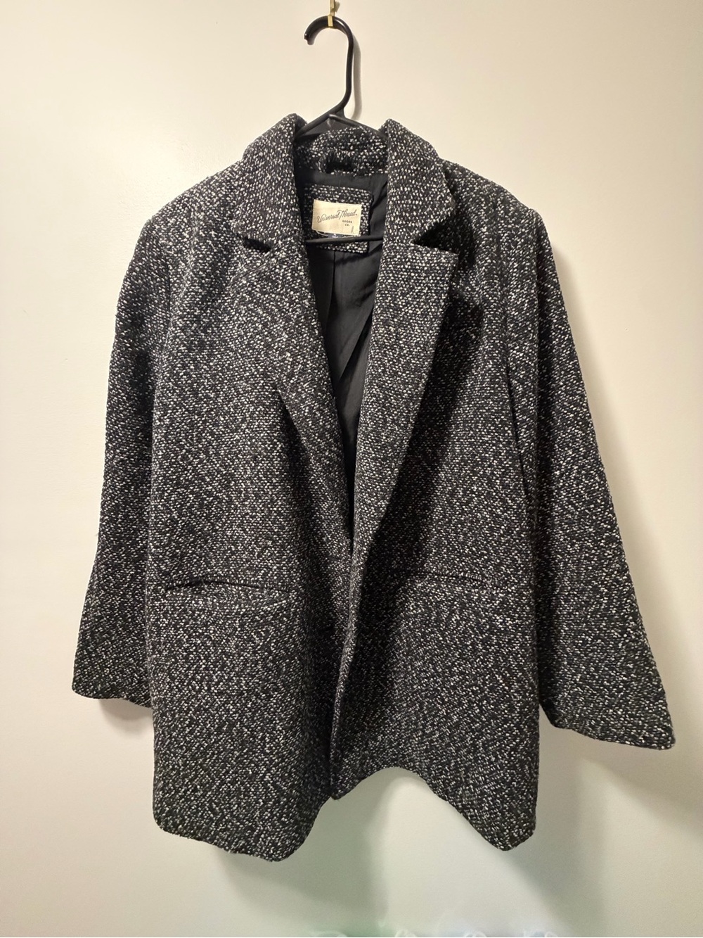 Universal Thread Black and White Tweed Pea Coat